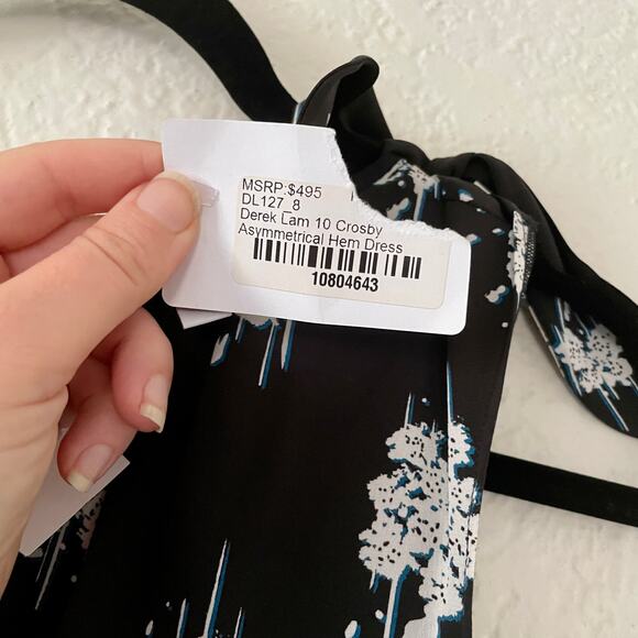 Derek Lam 10 Crosby Asymmetrical Hem Patterned Ruffle Mini Dress sz 8 - Picture 3 of 8